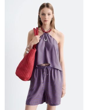 & Other Stories Silk Halterneck Top - Purple