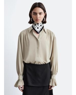 & Other Stories Tie-Back Gathered Blouse - Natural