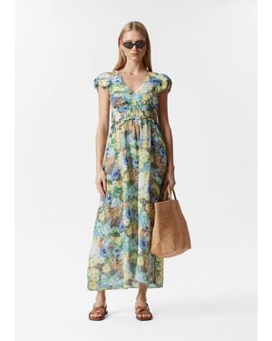 & Other Stories Bubble-Sleeve Midi Dress - White