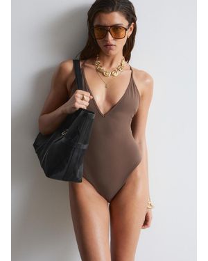 & Other Stories Cross-Back Swimsuit - Brown