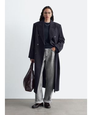 & Other Stories Double-Breasted Cotton-Wool Coat - Blue