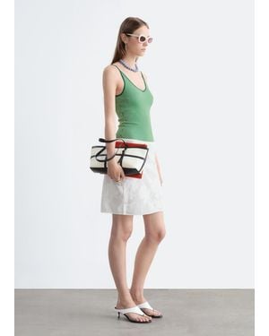 & Other Stories Leather-Trimmed Canvas Shoulder Bag - White