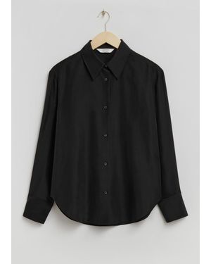 & Other Stories Straight Mulberry Silk Shirt - Black
