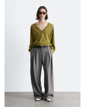 & Other Stories Wool-Blend Tailored Pants - Gray