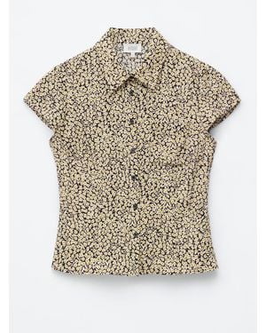 & Other Stories Floral Tie-Back Shirt - Black