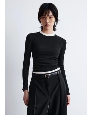 & Other Stories Ribbed Long-Sleeve Top - Black