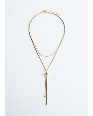 & Other Stories Knot-Detail Lariat Necklace - Brown