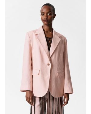 & Other Stories Blazer À Boutonnage Simple En Lin - Rose