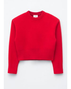& Other Stories Bold-Shoulder Wool Jumperf - Red
