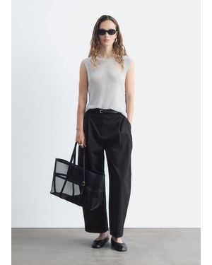 & Other Stories Barrel‑Leg Cropped Trousers - White