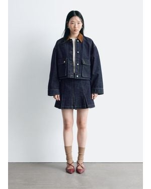 & Other Stories Short Cord-Collar Denim Jacket - Blue
