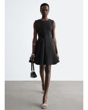 & Other Stories Pleated Mini Dress - Black