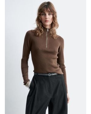& Other Stories Half-Zip Wool Sweater - Brown