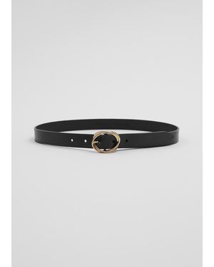 & Other Stories Knot-Buckle Leather Belt - Grey