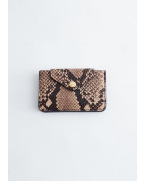 & Other Stories Snake Effect Leather Card Holder - White