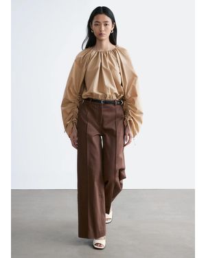 & Other Stories Press-Crease Cotton Pants - Brown