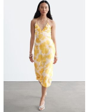 & Other Stories Satin Slip Midi Dress - White