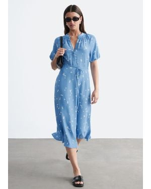 & Other Stories Tie-Waist Midi Dress - Blue