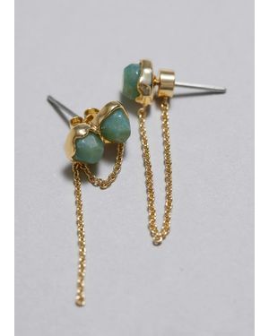 & Other Stories Chain-Embellished Stone Earrings - Green