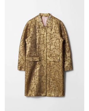 & Other Stories Tailored Metallic Jacquard Coat - Natural