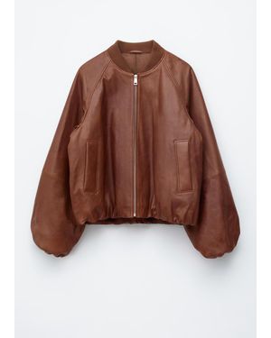 & Other Stories Leather Bomber Jacket - White
