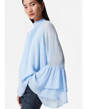 & Other Stories Flounced Stand-Collar Blouse - Blue