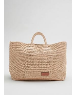 & Other Stories Large Woven Straw Tote - Natural