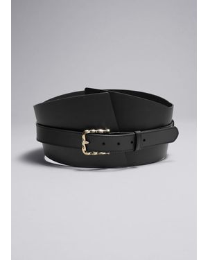 & Other Stories Wide Leather Waist Belt - Black