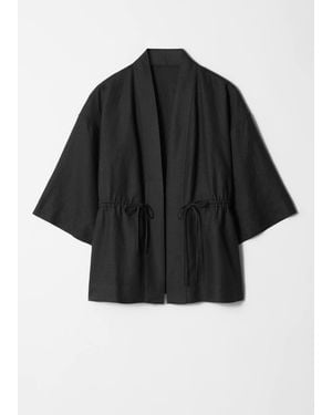 & Other Stories Drawstring Linen Blazer - Black