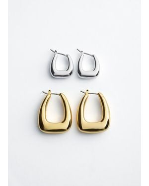 & Other Stories Sculptural Hoops Earring Set - White