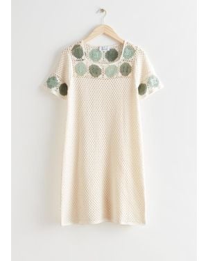 & Other Stories Floral Crochet Mini Dress - Natural