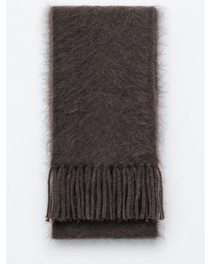 & Other Stories Fringed Mohair Blend Scarf - Grey