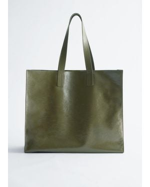 & Other Stories Leather Tote Bag - Green