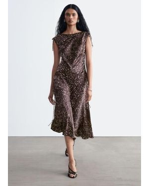& Other Stories Asymmetric Satin Dress - Brown