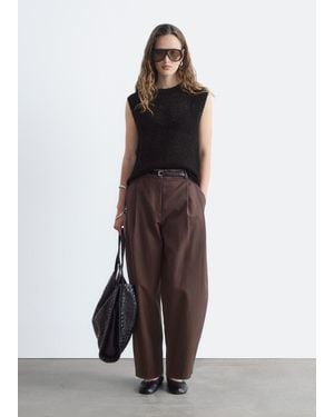 & Other Stories Barrel‑Leg Cropped Pants - Brown