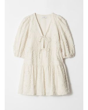 & Other Stories Embroidered Mini Dress - Natural