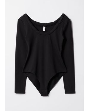 & Other Stories Twisted Neckline Bodysuit - Black