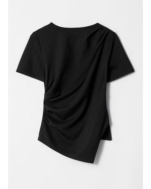 & Other Stories Draped Asymmetric T-Shirt - Black