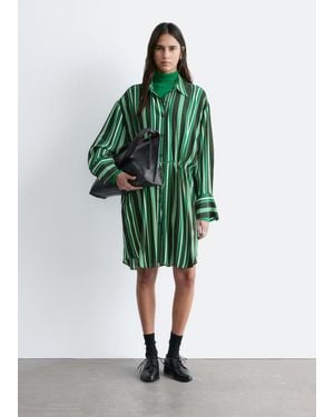 & Other Stories Oversized Drawstring Shirt Dress - Green