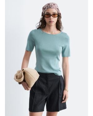& Other Stories Slim Knitted T-Shirt - Blue