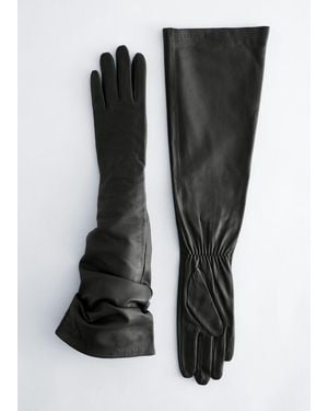 & Other Stories Long Leather Gloves - Black