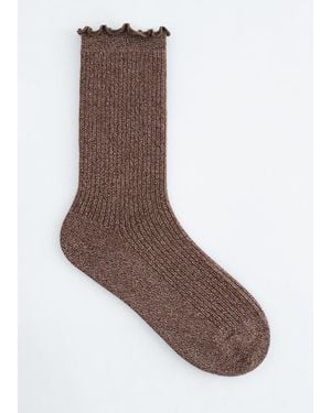 & Other Stories Frilled Glitter Socks - Brown