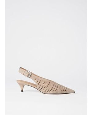 & Other Stories Leather Slingback Kitten Heels - White