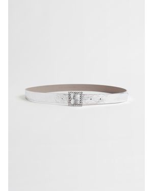 & Other Stories Crystal Embellished Leather Belt - White