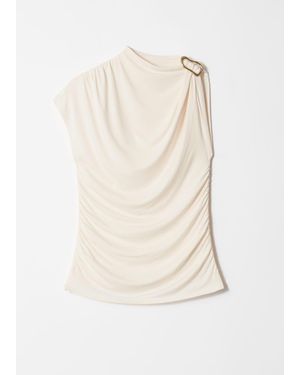& Other Stories Ruche-Buckle Top - White
