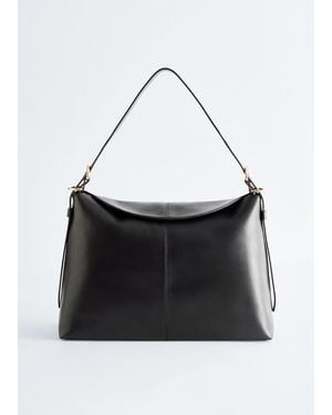 & Other Stories Large Leather Shoulder Bag - Black