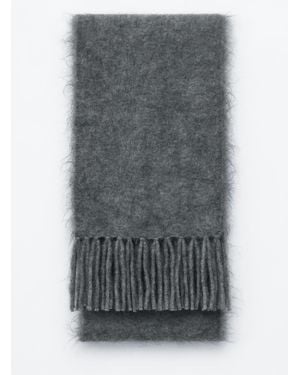 & Other Stories Fringed Mohair Blend Scarf - Grey