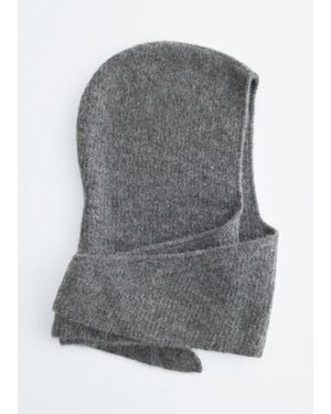 & Other Stories Alpaca-Blend Rib-Knit Hood Scarf - Grey