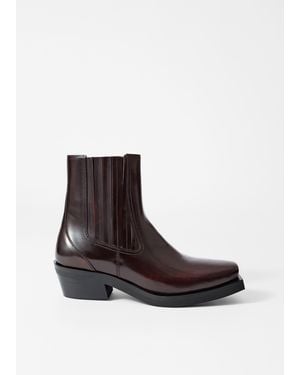 & Other Stories Leather Biker Chelsea Boots - White