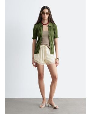 & Other Stories Lace-Trimmed Jacquard Mini Shorts - Natural